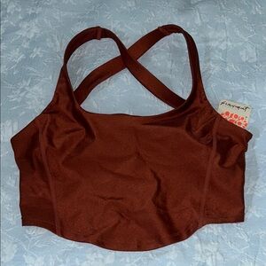 Free people movement Crossback Sports Bra Crop Top - Burnt Cognac L